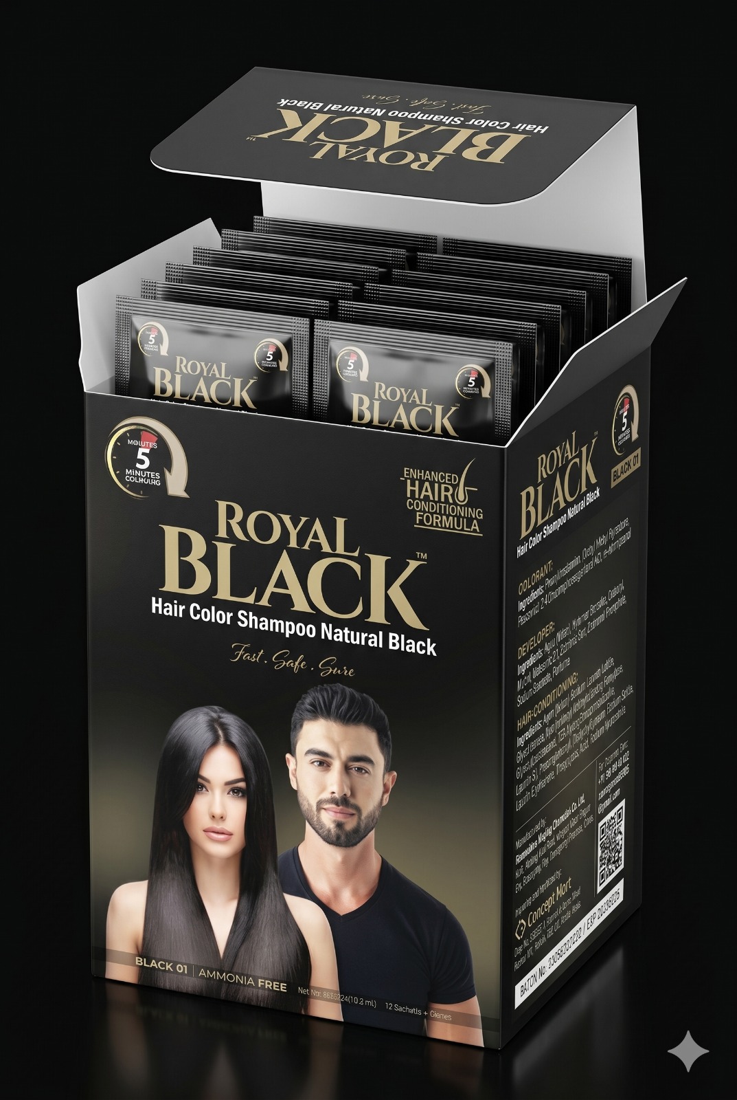 Royal Black Hair Color Shampoo Outer Cover